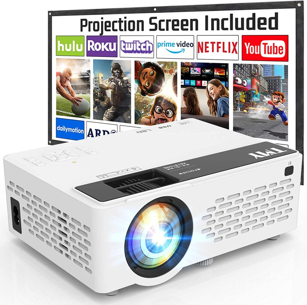 TMY Projector 6500 Lumen with 100 Inch Projector Screen