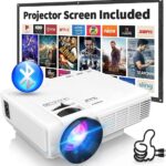 2023 Updated Mini Projector with Bluetooth and Projector Screen