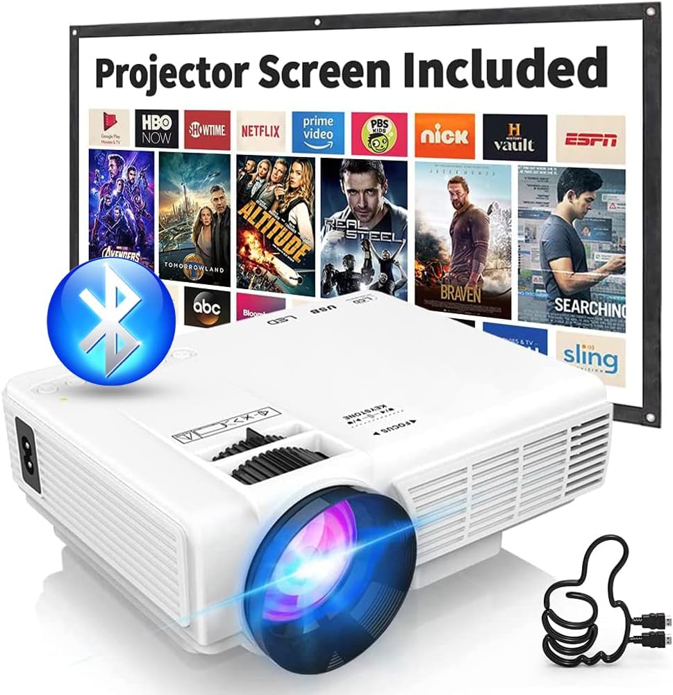 2023 Updated Mini Projector with Bluetooth and Projector Screen