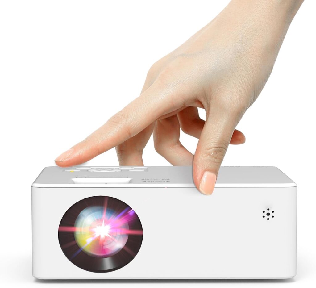 Mini Projector with Tripod, Portable Projector for Iphone, 9500Lumens Full HD 1080P Supported Movie Projector, Portable Video Projector Compatible with TV Stick, Phone, HDMI, USB, TF