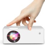 Mini Projector with Tripod, Portable Projector for Iphone, 9500Lumens Full HD 1080P Supported Movie Projector, Portable Video Projector Compatible with TV Stick, Phone, HDMI, USB, TF