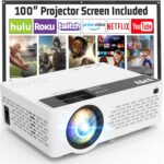 TMY Mini Projector, Upgraded 9500 Lumens Bluetooth Projector with 100 Screen, 1080P Full HD Portable Projector, Movie Projector Compatible with TV Stick