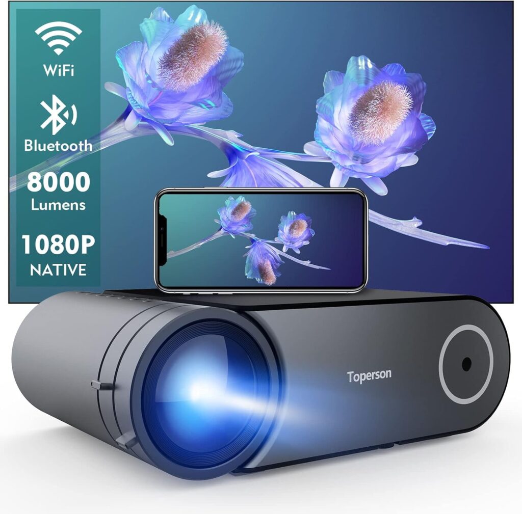 TOPERSON Native 1080P 5G WiFi Bluetooth Projector