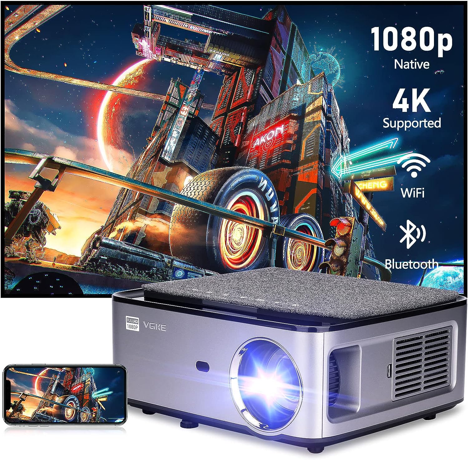 VGKE 1080P 9000L Projector Review