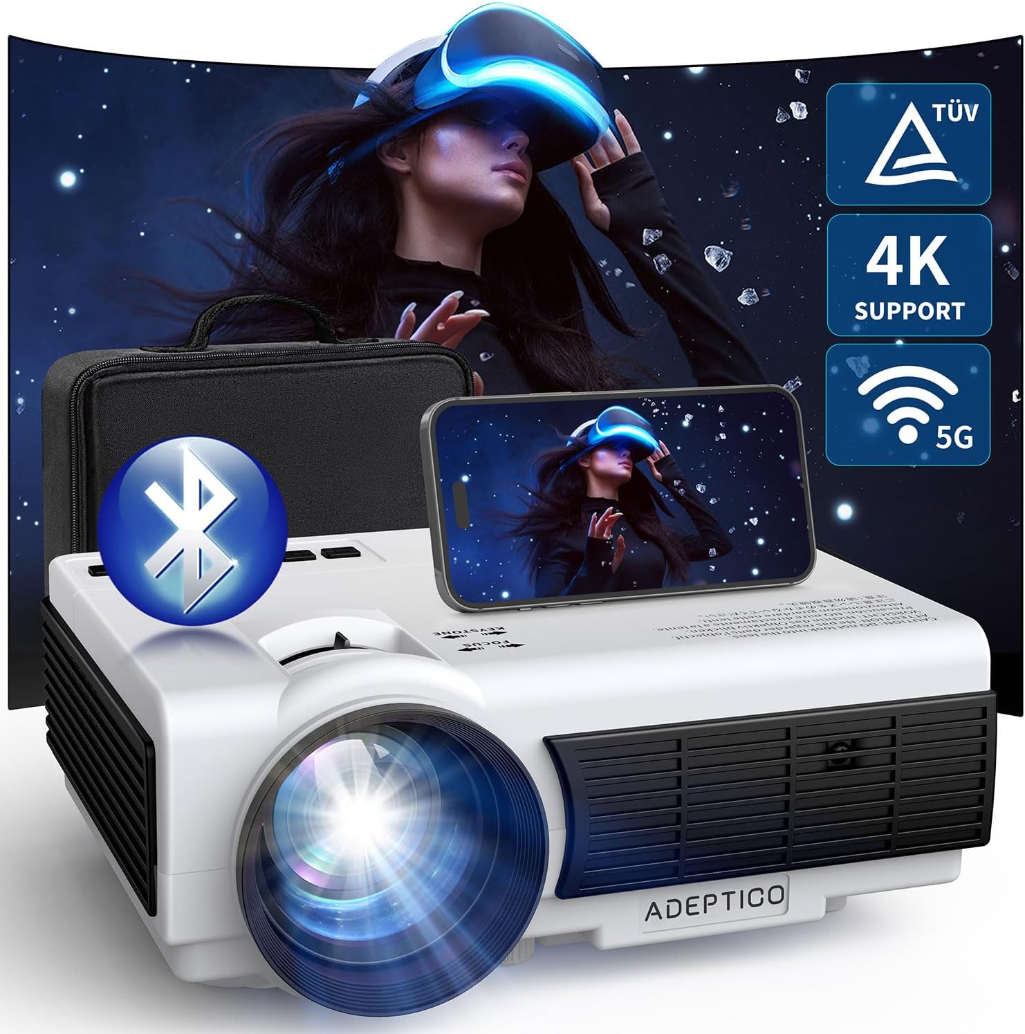 ADEPTICO 15000L 450 ANSI Native 1080P Portable Projector