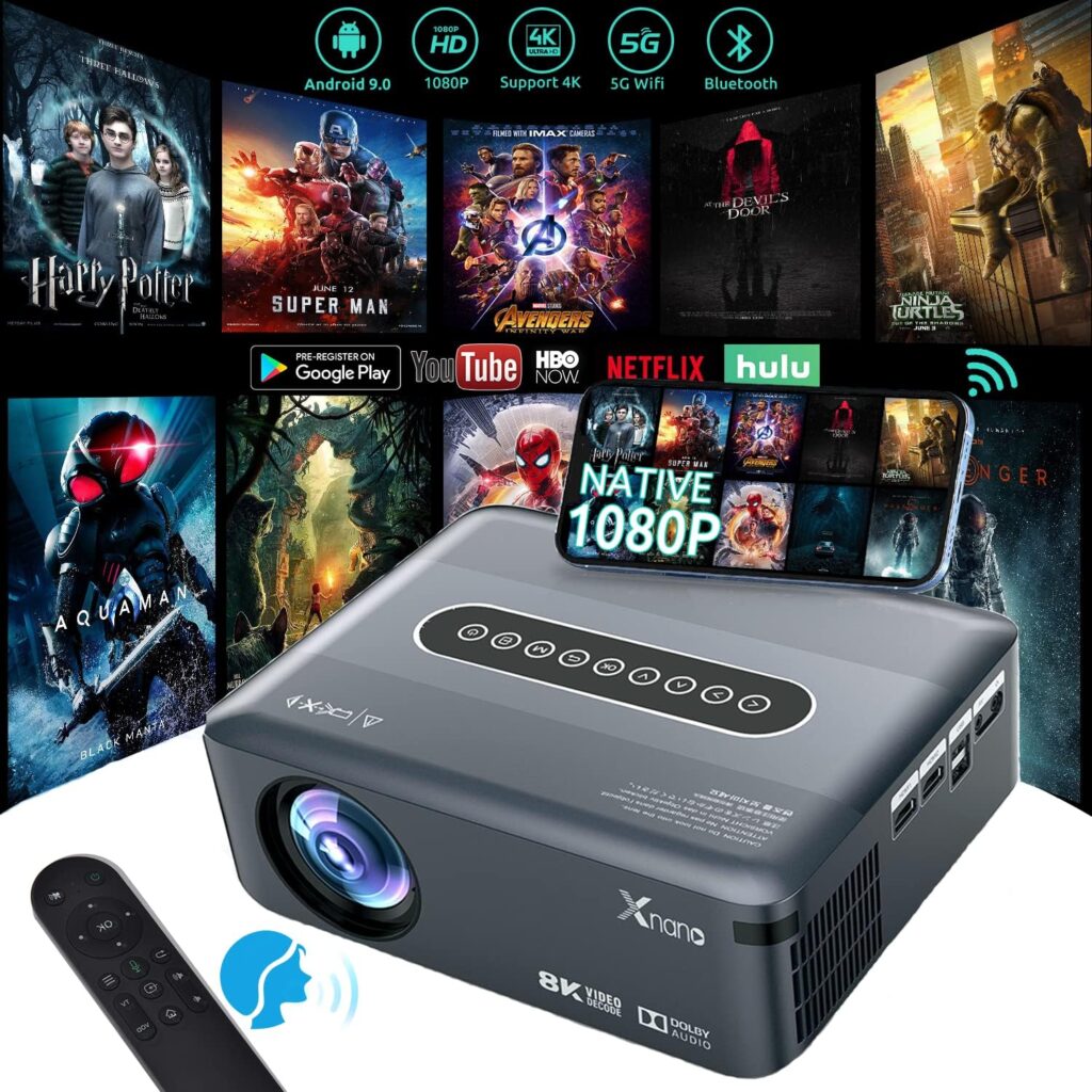 AsterHome X1 Projector with WiFi and Bluetooth, 12000L Native 1080p Projector, 5G Movie Projector