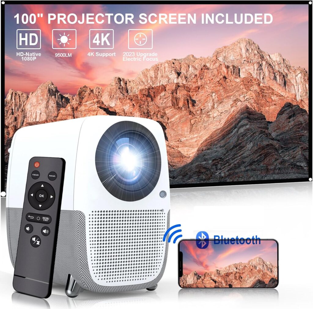 KECAG Projector with WiFi and Bluetooth, Native 1080P 9500L Video Projector