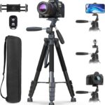 UBeesize 74 Camera Tripod with Phone Holder and Remote, Heavy Duty Tripod Stand with Portable Bag