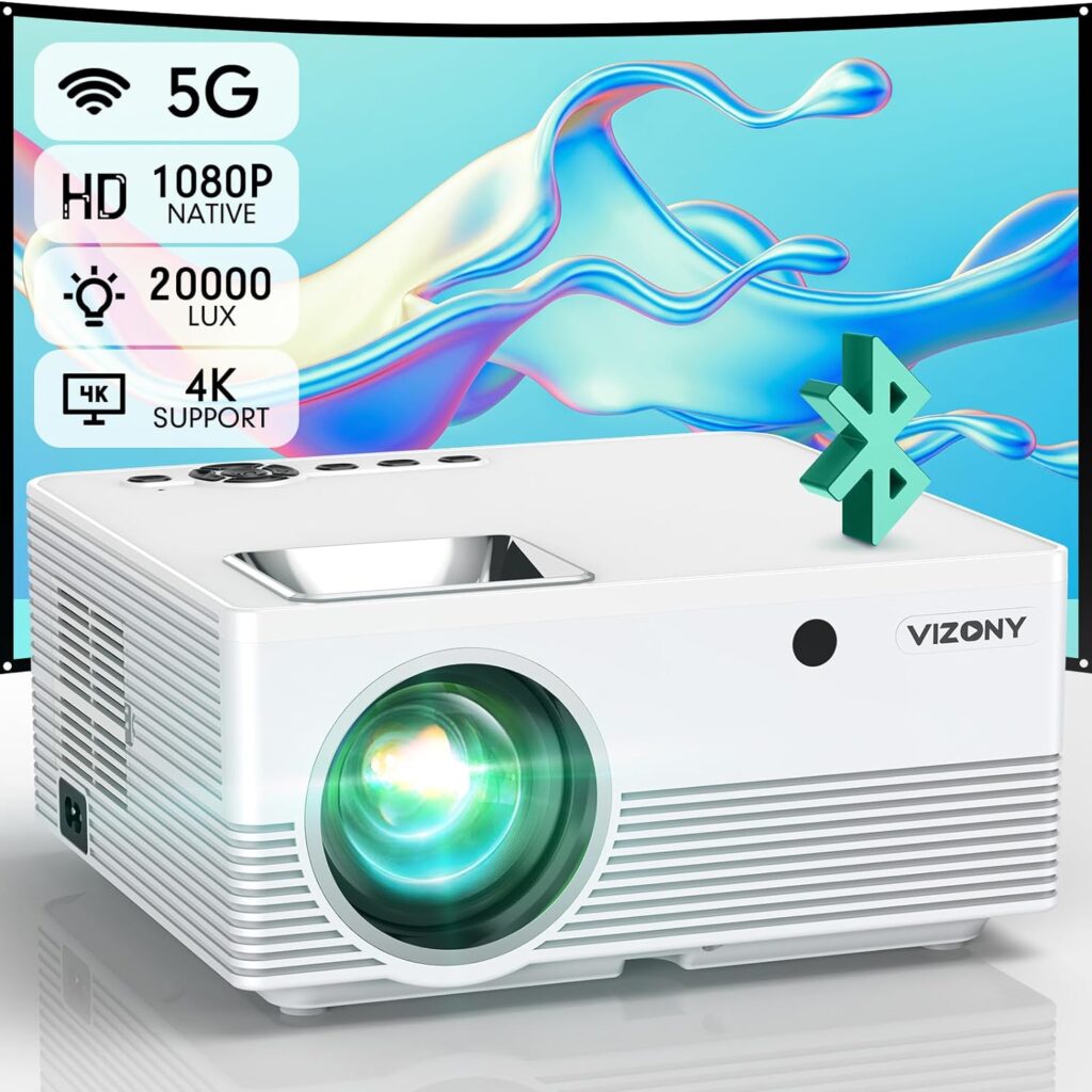 VIZONY Projector with 5G WiFi and Bluetooth