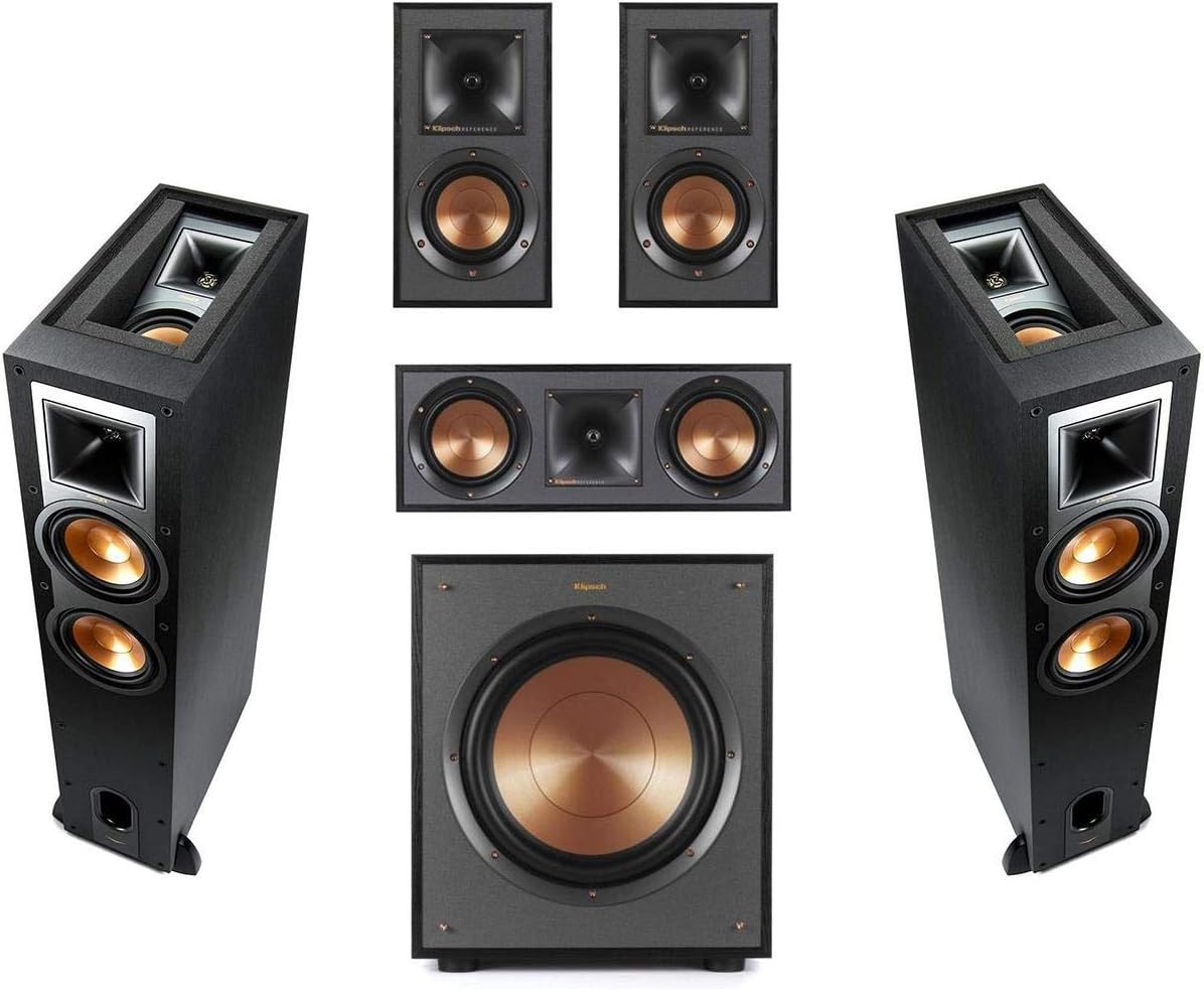 Klipsch Reference R-26FA 5.1 Home Theater Pack, Brushed Black Polymer Veneer