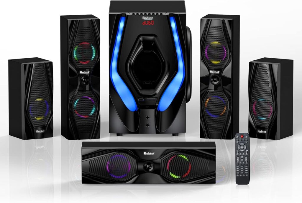 Bobtot Surround Sound Speakers 1200W Peak Power Home Theater System