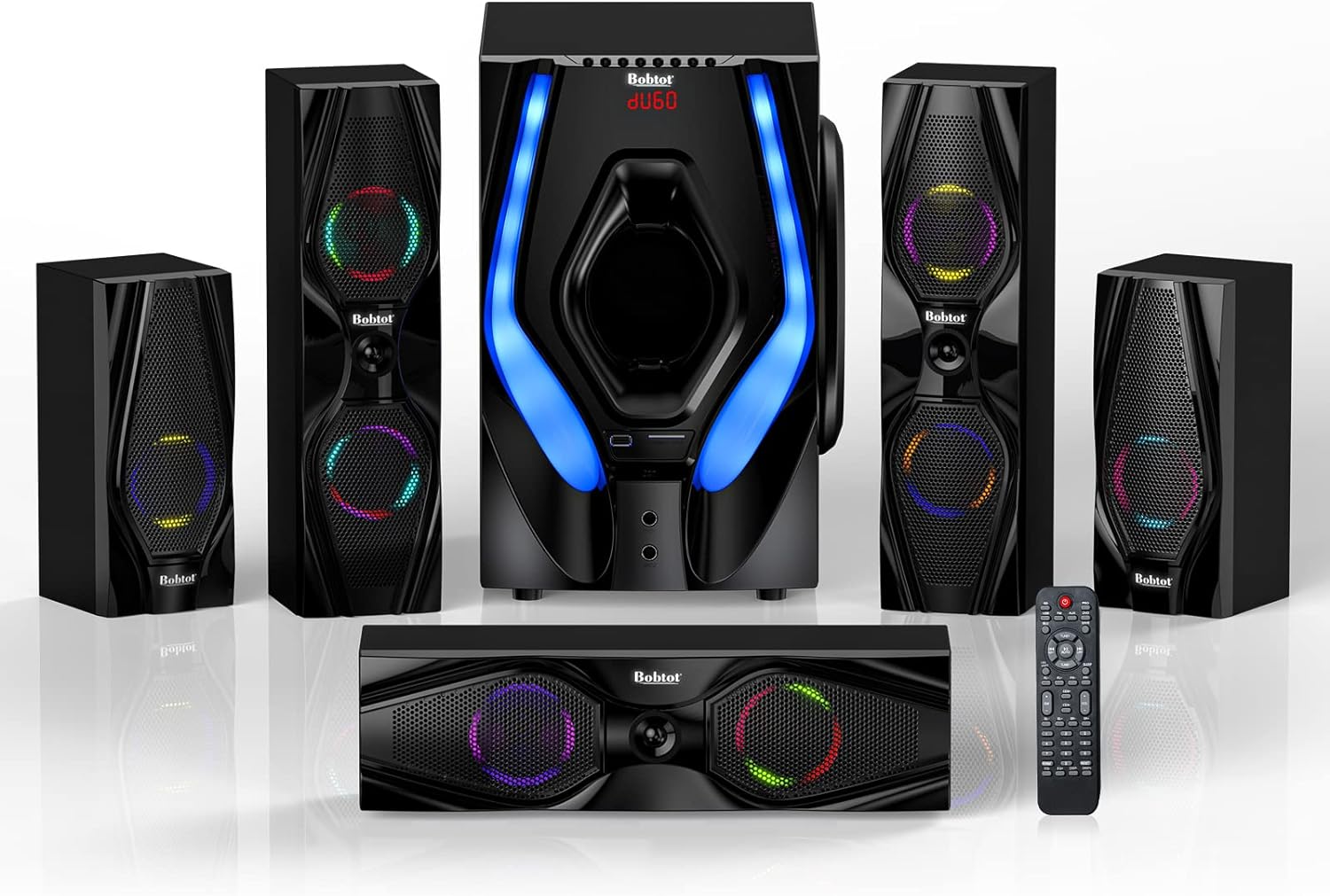 Bobtot Surround Sound Speakers 1200W Peak Power Home Theater System