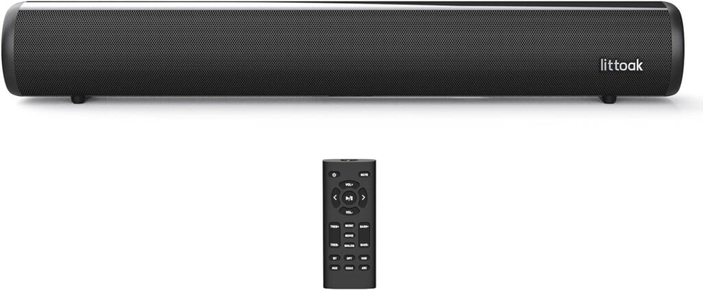 Littoak HDMI Sound Bar for TV, Bluetooth Small TV Soundbar Speaker