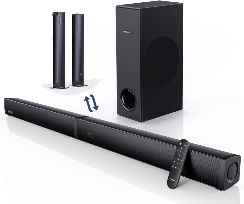 MEREDO Sound bar with Subwoofer 180W Detachable 2 in 1 Sound Bars