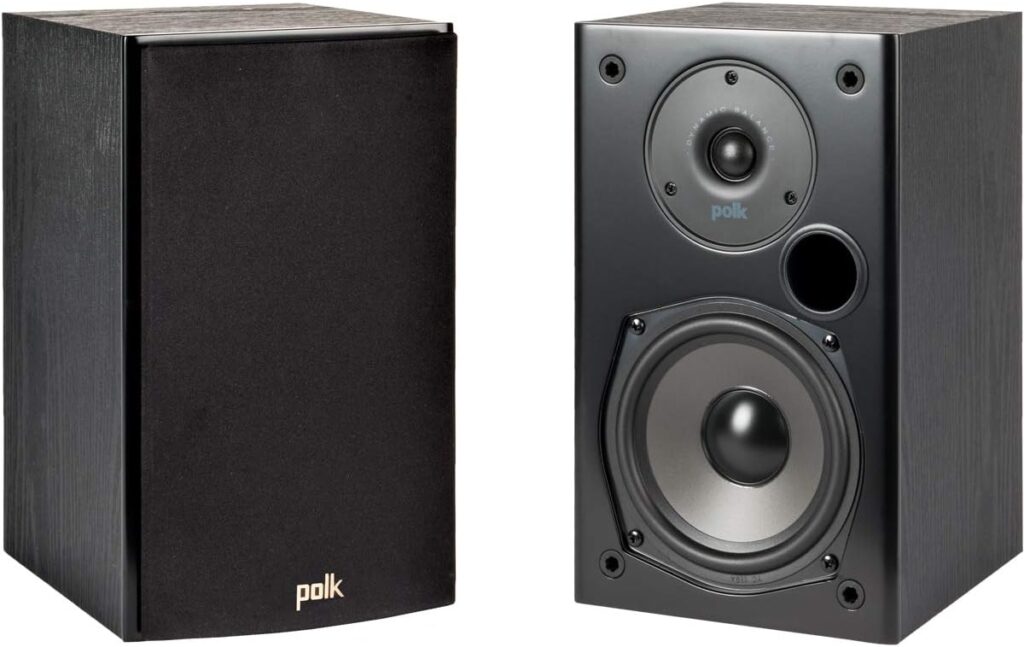 Polk Audio T15 100 Watt Home Theater Bookshelf Speakers – Hi-Res Audio with Deep Bass Response