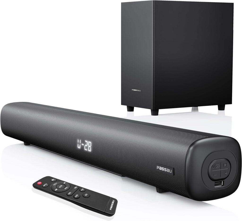 Sound Bars for TV with Subwoofer, 2.1 Deep Bass 80W Full-Range Speakers