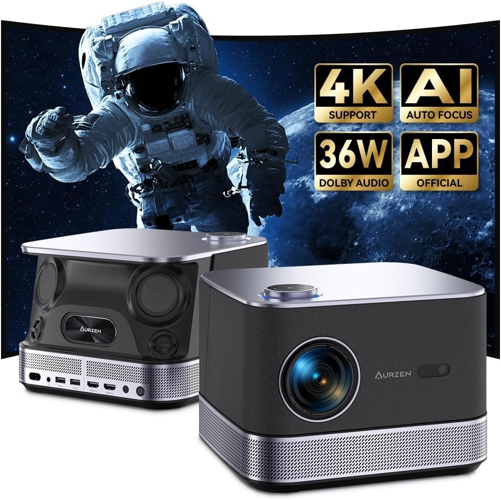 AURZEN BOOM 3 Smart Projector with WiFi and Bluetooth