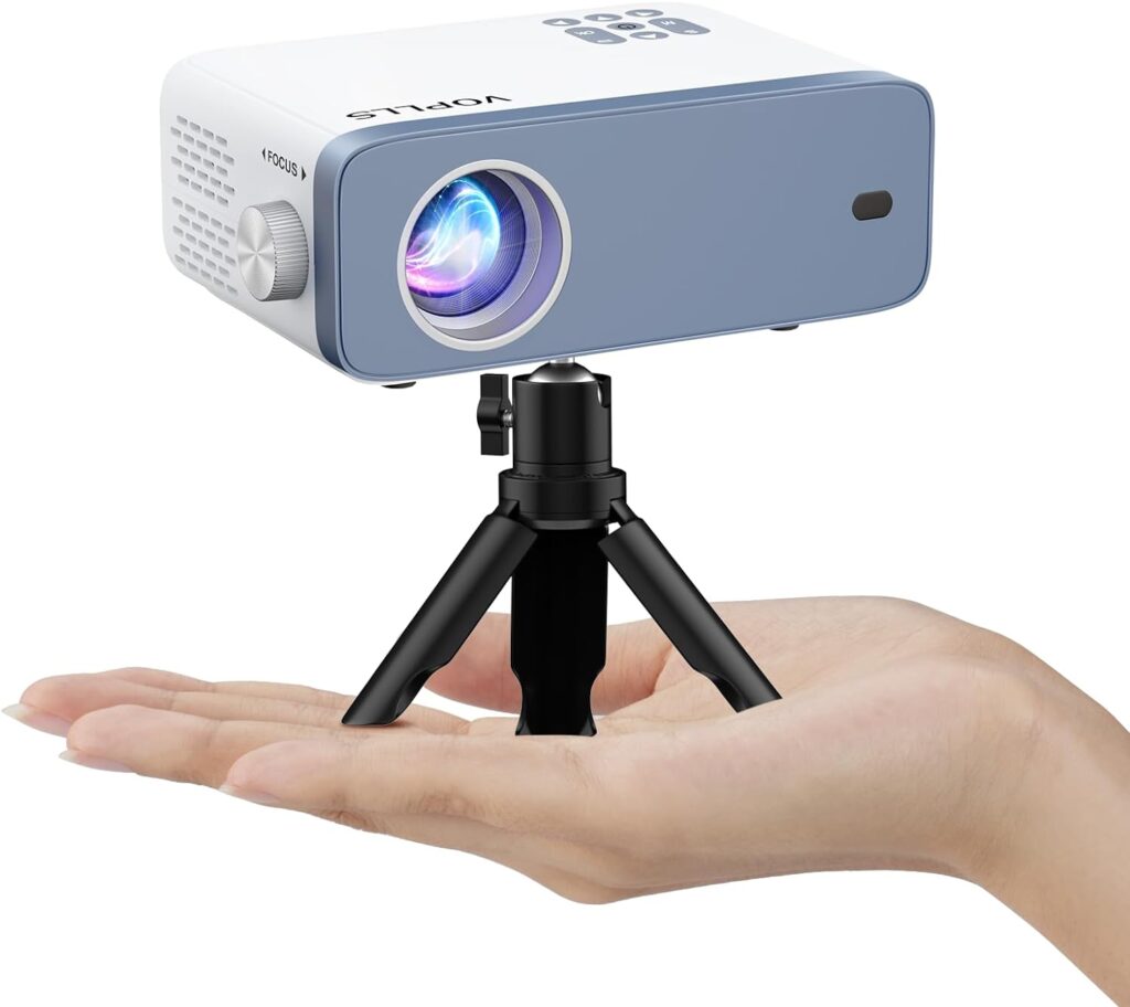 Mini Projector, VOPLLS 1080P Full HD Supported Video Projector, Portable Outdoor Home Theater