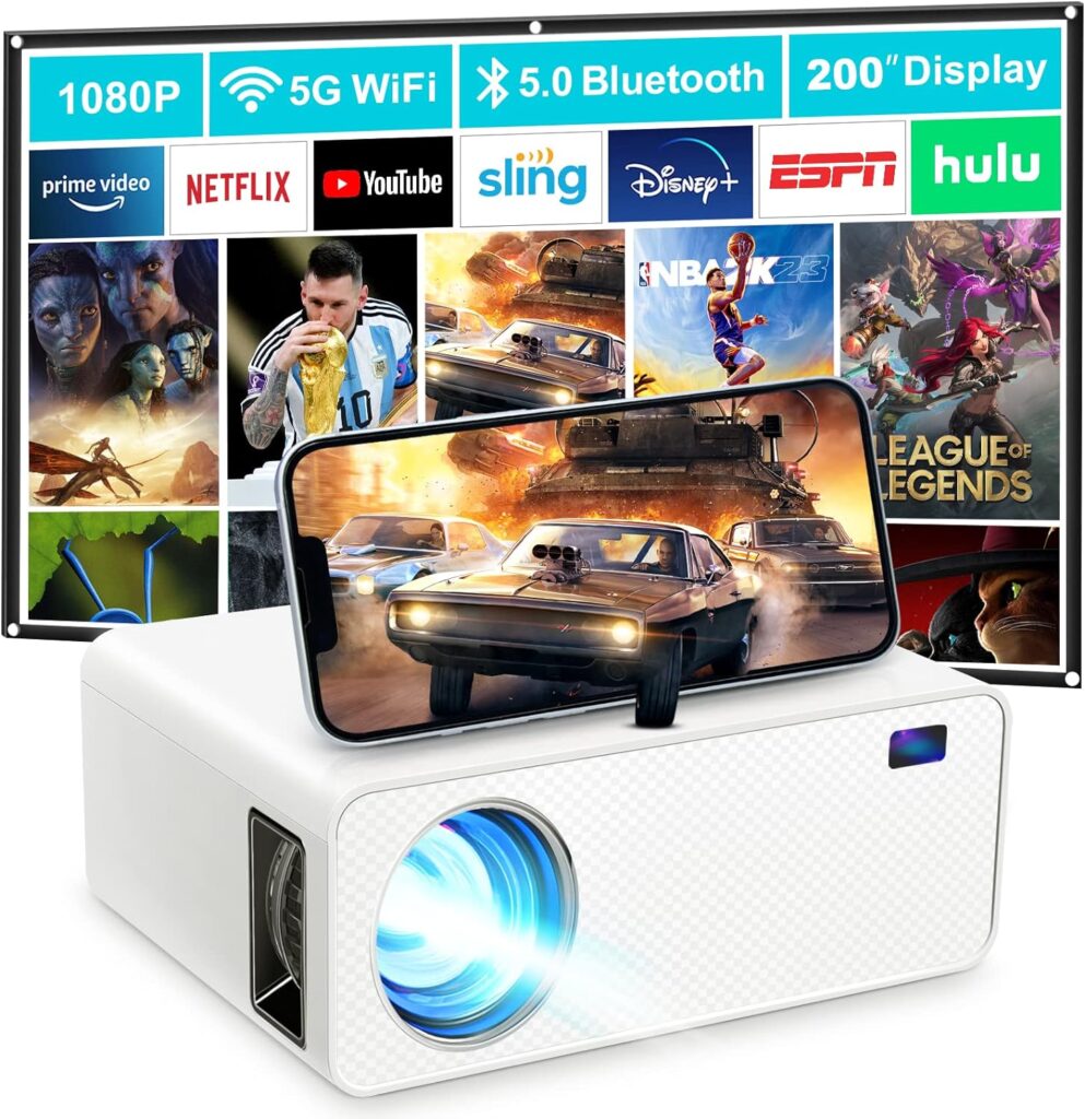 Wielio Native 1080P HD 9500 Lumens Portable Indoor Outdoor 4K Supported Multimedia Home Theater Video Projector