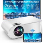 YABER Mini WiFi Projector,Projector Screen Included,7500L Support 1080P