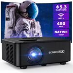 SCREENMAX Projector with WIFI and Bluetooth,Native 1080P Projector