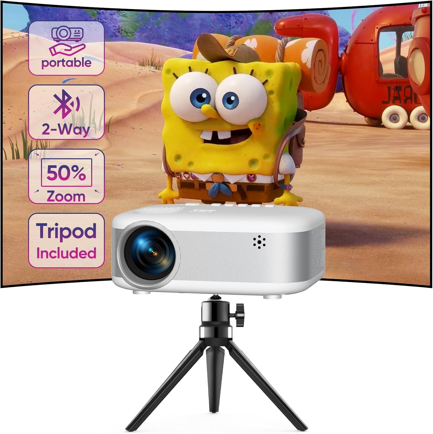 PANSEBA Mini Projector with Tripod