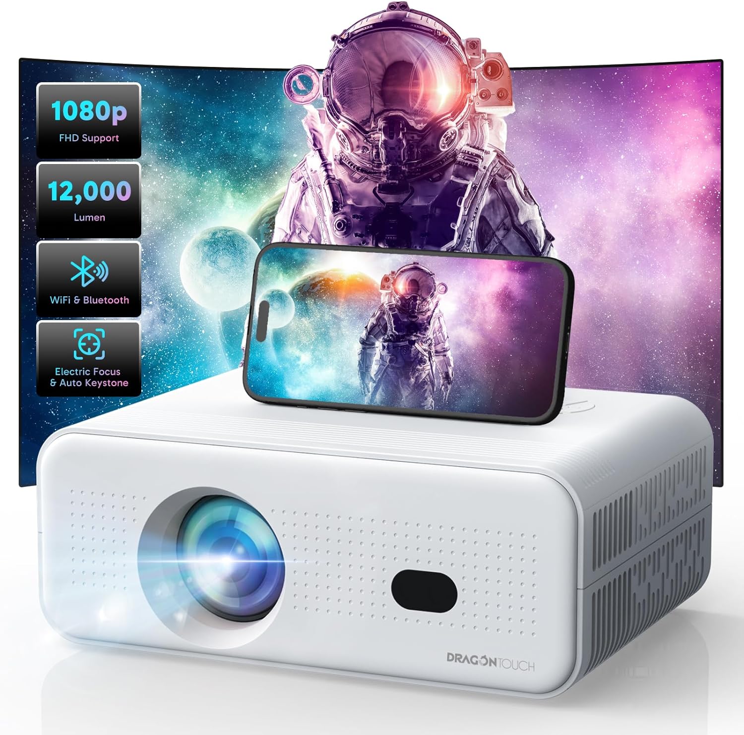 Mini Projector with 5G WiFi 6 and Bluetooth