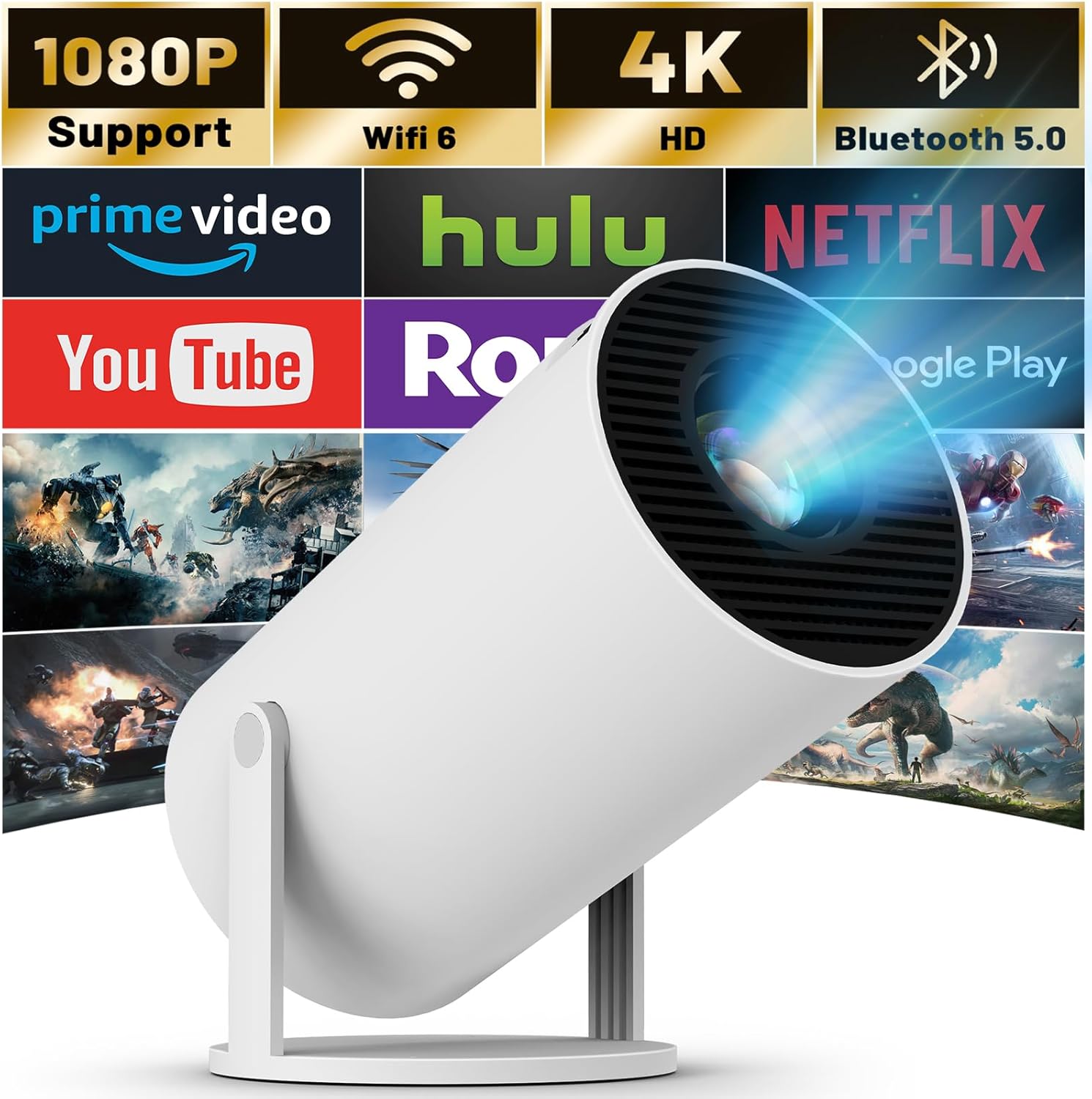 Mini Projector with WIFI 6 and Bluetooth