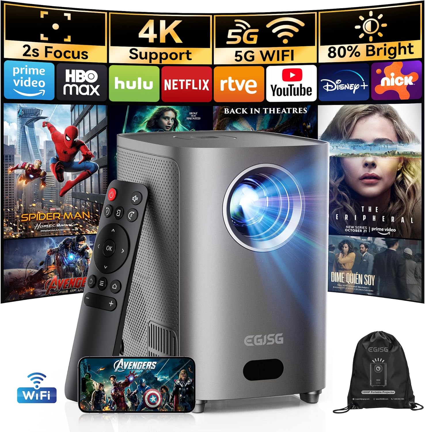 Projector with WiFi and Bluetooth