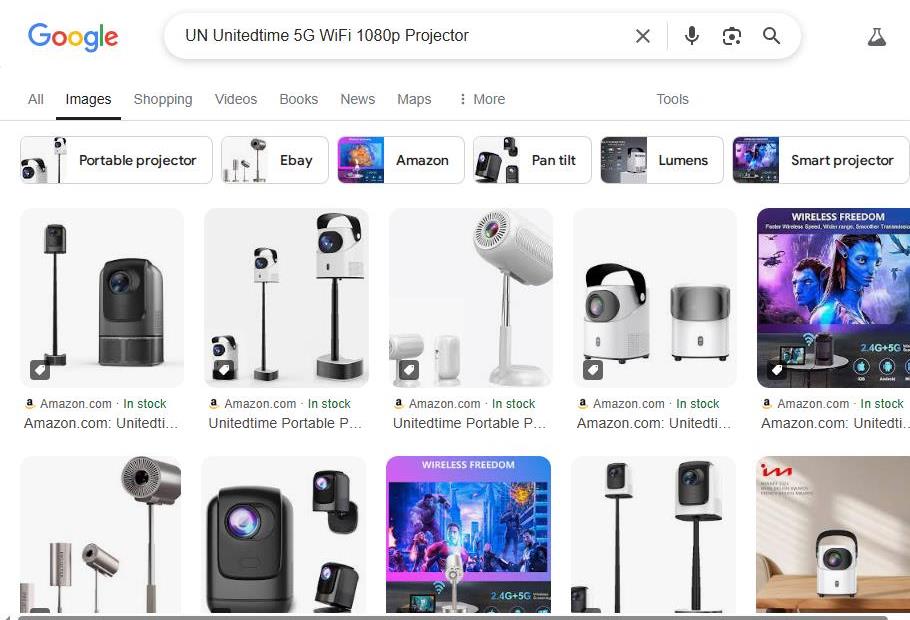 Google Search Results for UN Unitedtime 5G WiFi 1080p Projector