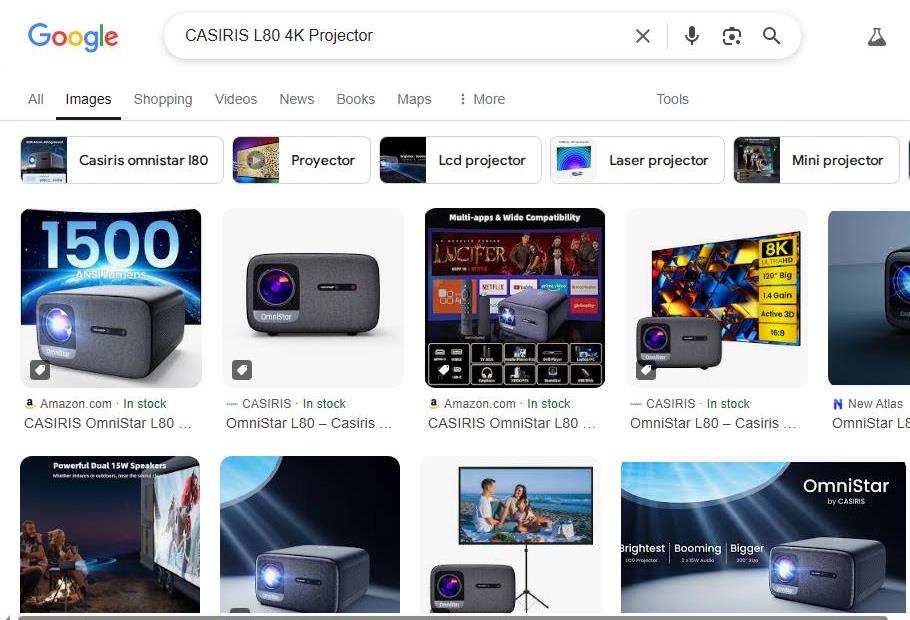 Google Search Results for CASIRIS L80 4K Projector