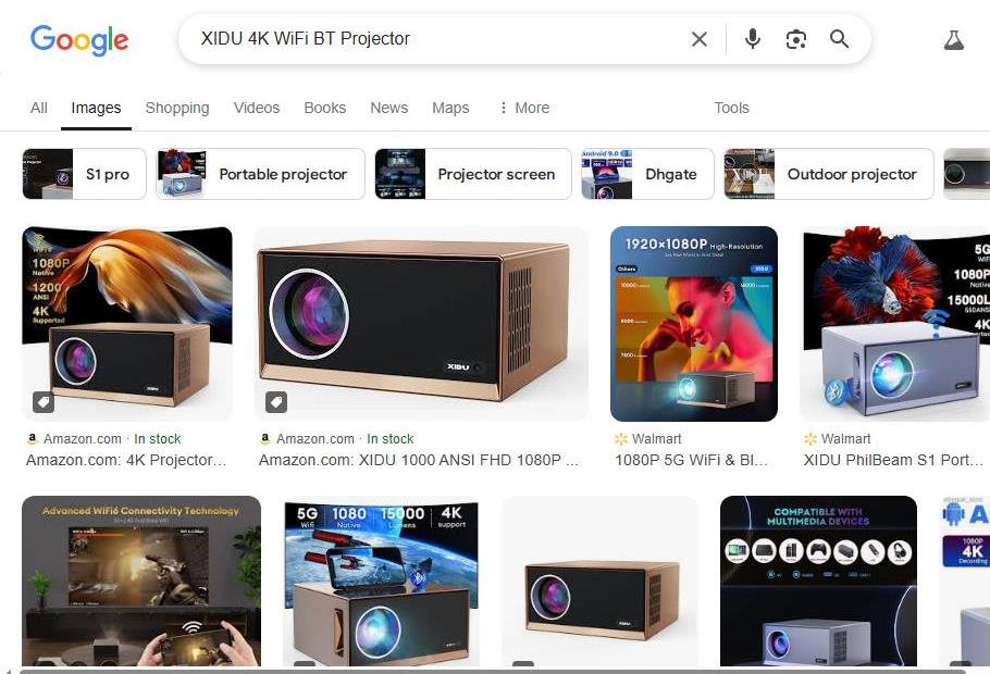 XIDU Projector Search Results
