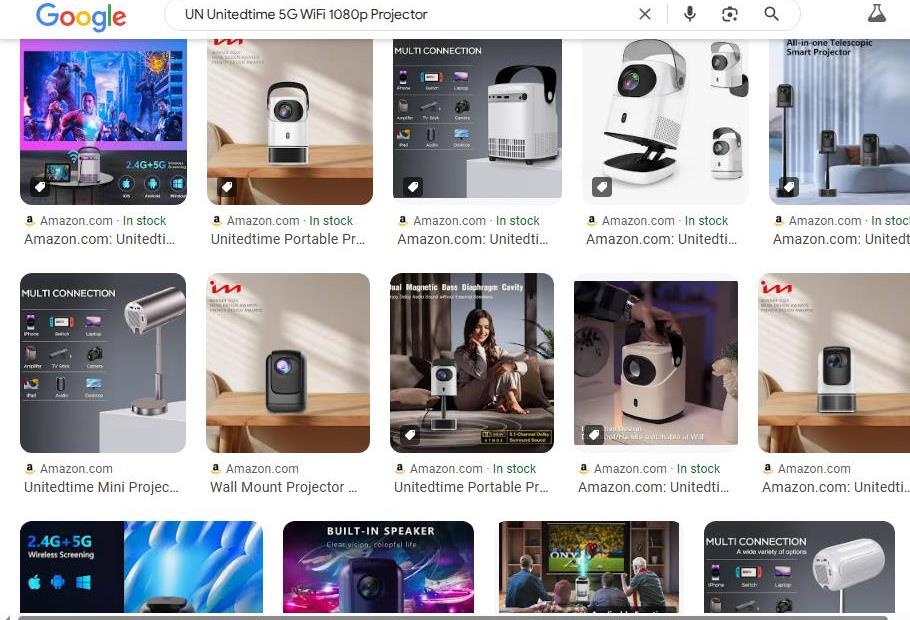 Various Listings for a Portable Projector