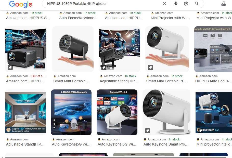 Various images of the HIPPUS Smart Mini Projector are shown.
