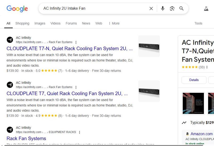 Google Search Results for AC Infinity Quiet Rack Fans