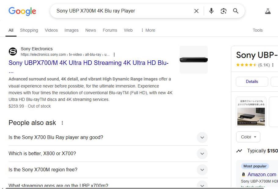 Sony UBP-X700M 4K Blu-ray Player Information Online