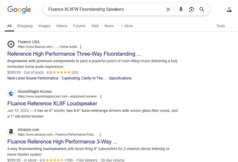 Google Search Results for Fluance XL8FW Speakers