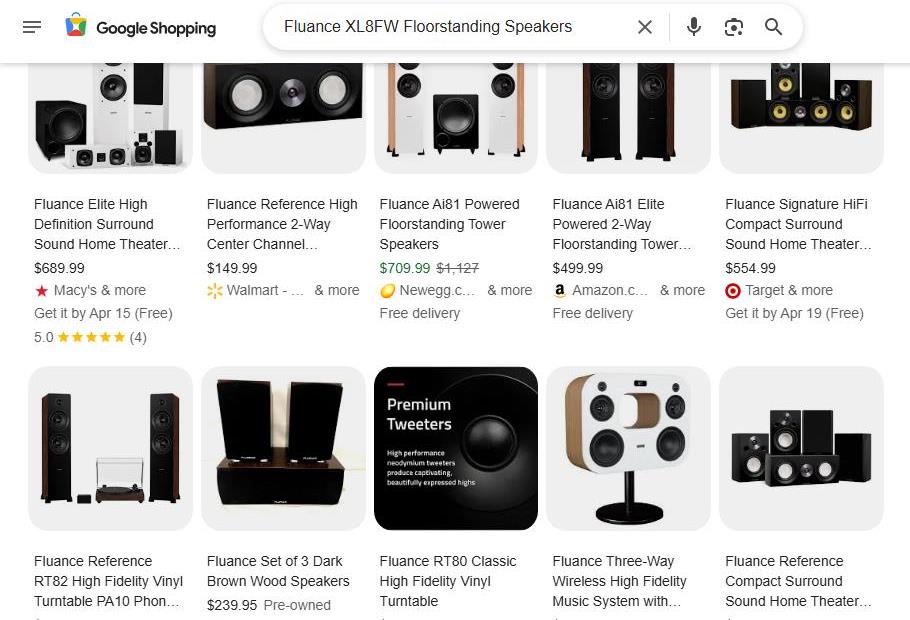 Fluance Ai81 Floorstanding Speakers Featured in Online Shopping Results