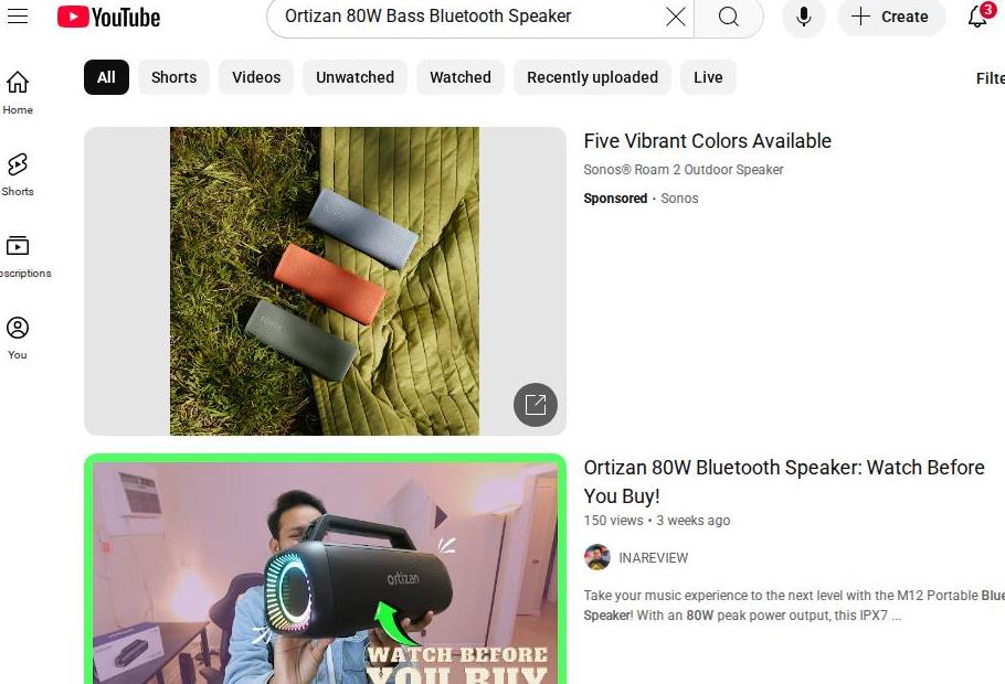 Sonos Roam 2 Advertised on YouTube