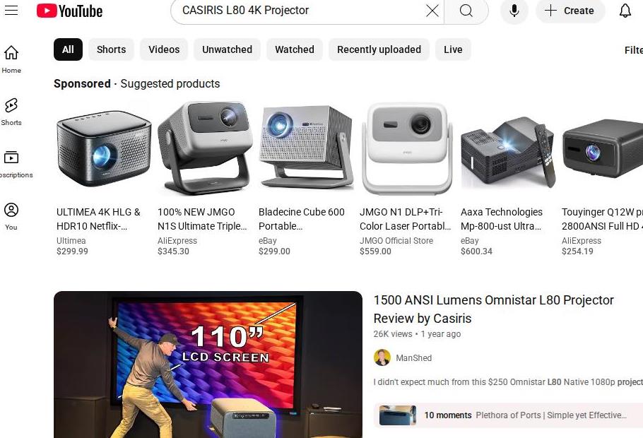 Casiris OmniStar L80 Projector Featured in YouTube Video