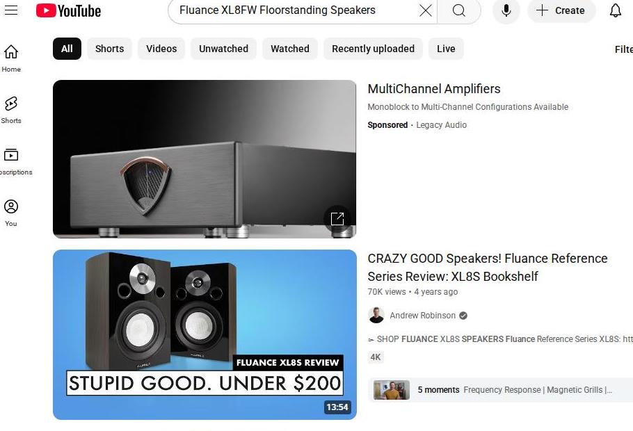 YouTube Advertisement for Legacy Audio Amplifiers